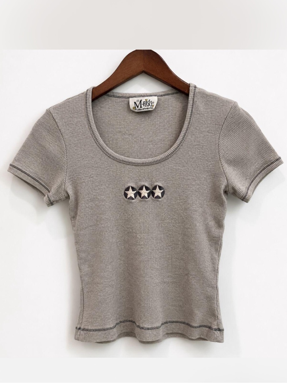 Vintage Y2K Baby Tee, Cropped Textured Rib Knit Summer Top Women's Size XS